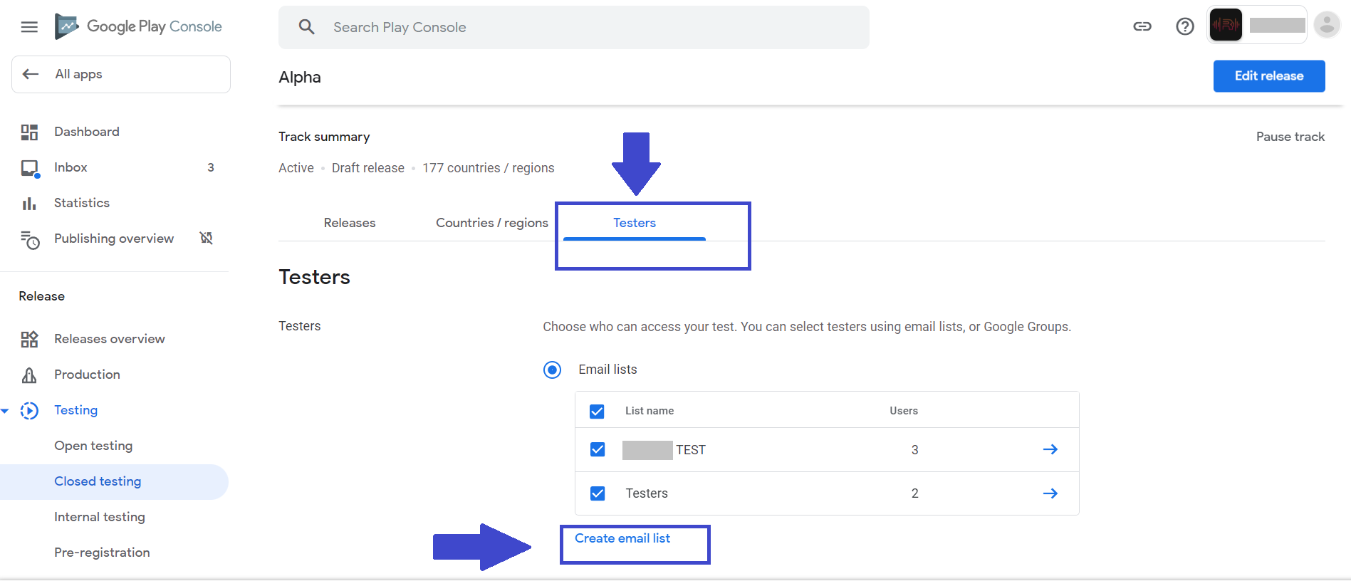 Comment inviter des testeurs sur Google Play Console